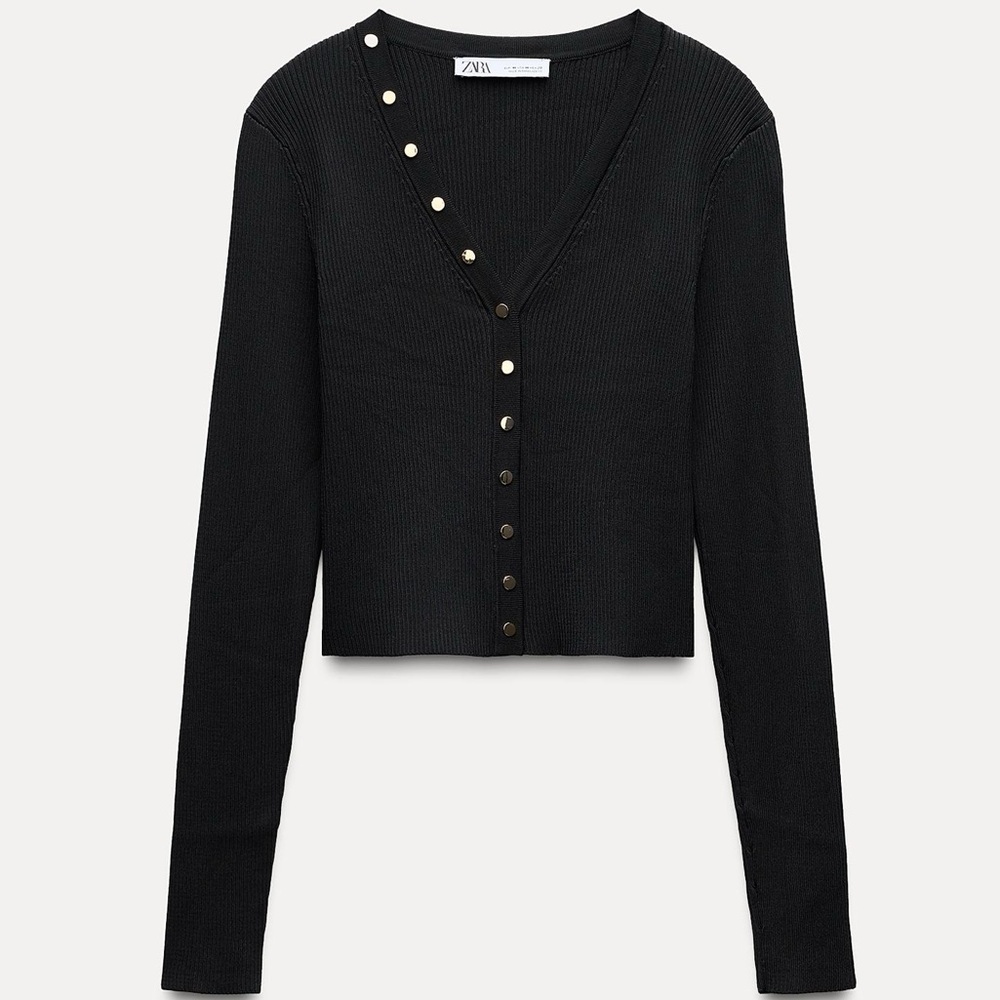 Zara Gold Button Knit Top
